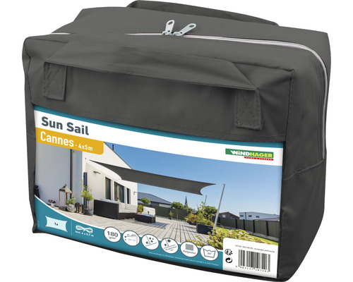 Verpackte rechteckige Windhager Sonnensegel Cannes 4x5 Meter