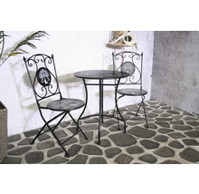 Bistrotisch mit zwei Stühlen aus Metall für den Garten oder die Terrasse