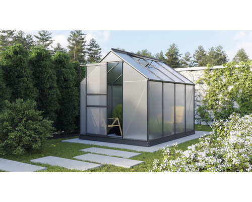 Gewächshaus Vitavia Planet 5000 Hohlkammerplatten 6 mm 195 x 257 cm schwarz Gewächshaus mit Polycarbonatplatten im Garten