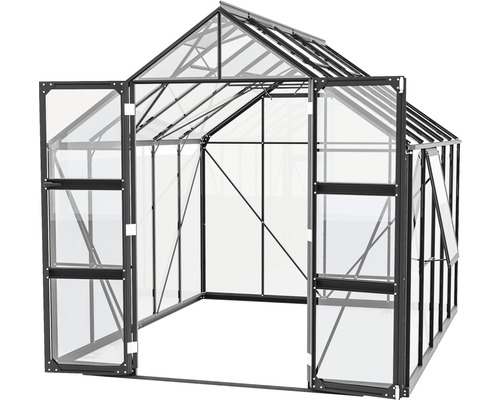 Gewächshaus mit geöffneten Türen