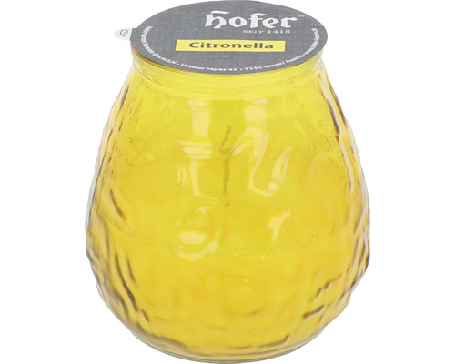 Kerze im Glas Duftkerze Hofer Citronella H 10 cm gelb