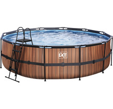 Aufstellpool mit Leiter und Holzoptik