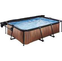 Rechteckiger Framepool mit Holzverkleidung und Abdeckung
