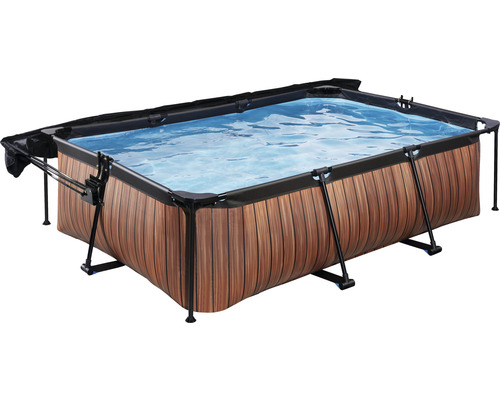 Rechteckiger Framepool mit Holzverkleidung und Abdeckung