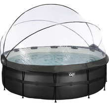 Schwarzer Pool mit transparenter Poolüberdachung