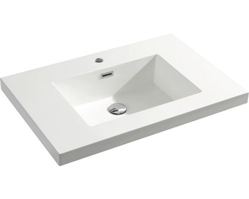 Waschbeckenunterschrank Differnz Reno 75x60x50 cm mit Mineralgusswaschbecken Eiche Waschtischplatte mit rechteckigem Becken
