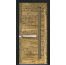 Haustür mit Holzstruktur und Glaseinsatz
