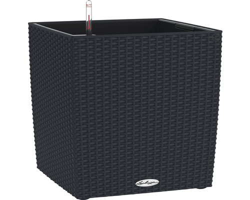 Pflanzkübel Lechuza Cube Cottage 50 quadratisch schwarz inkl. Erdbewässerungssystem Viereckiger Pflanzkübel mit Bewässerungssystem und Lechuza Logo.