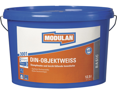 MODULAN DIN-Objektweiß 3001 Wandfarbe weiß 12,5 l