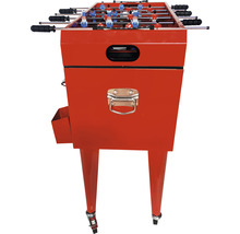 Tischfußballspiel mit Spielfiguren und Griffen.