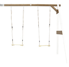Holzschaukel mit zwei Schaukeln für den Garten