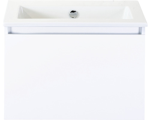 Waschbeckenunterschrank Sanox Frozen Keramik 42x61x46 cm mit Keramikwaschbecken ohne Hahnloch weiß hochglanz