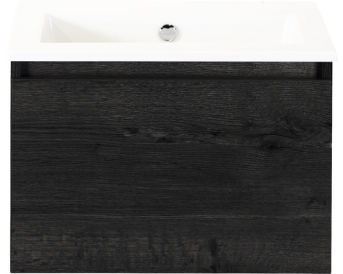 Waschbeckenunterschrank Sanox Frozen Keramik 42x61x46 cm mit Keramikwaschbecken ohne Hahnloch black oak