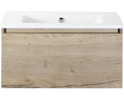 Waschbeckenunterschrank Sanox Frozen 42x81x46 cm mit Keramikwaschbecken ohne Hahnloch eiche natur Waschbeckenunterschrank Sanox Frozen 42x81x46 cm mit Keramikwaschbecken ohne Hahnloch eiche natur