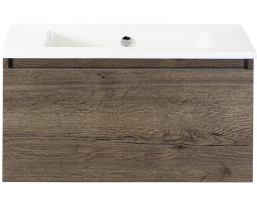 Waschbeckenunterschrank Sanox Frozen 42x81x46 cm mit Keramikwaschbecken ohne Hahnloch tabacco Waschbeckenunterschrank Sanox Frozen 42x81x46 cm mit Keramikwaschbecken ohne Hahnloch tabacco