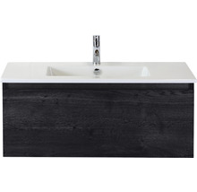 Waschbeckenunterschrank Sanox Frozen 42x101x46 cm mit Keramikwaschbecken black oak