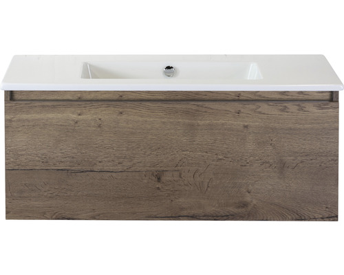 Waschbeckenunterschrank Sanox Frozen 42x101x46 cm mit Keramikwaschbecken ohne Hahnloch tabacco Waschbeckenunterschrank Sanox Frozen 42x101x46 cm mit Keramikwaschbecken ohne Hahnloch tabacco