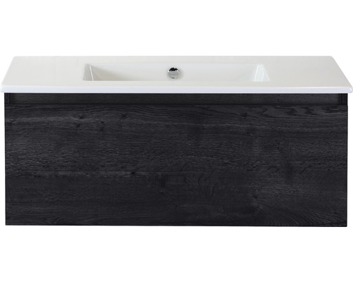 Waschbeckenunterschrank Sanox Frozen 42x101x46 cm mit Keramikwaschbecken ohne Hahnloch black oak Waschbeckenunterschrank Sanox Frozen 42x101x46 cm mit Keramikwaschbecken ohne Hahnloch black oak