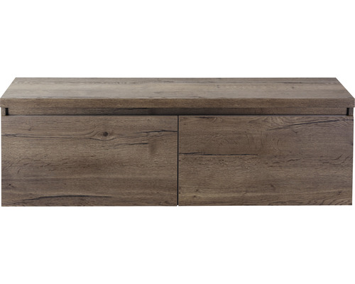 Waschbeckenunterschrank Sanox Frozen 43,6x140,2x45 cm mit Waschtischplatte tabacco Waschtischunterschrank mit zwei Türen und Holzstruktur