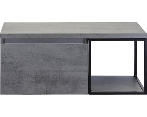 Waschbeckenunterschrank Sanox Frozen 43,6x100,2x45 cm mit Waschtischplatte und Metallgestell beton anthrazit/schwarz
