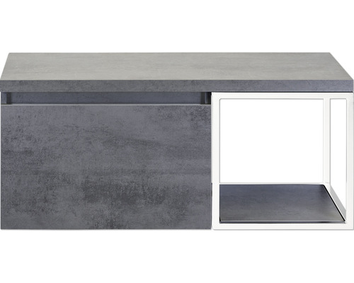 Waschbeckenunterschrank Sanox Frozen 43,6x100,2x45 cm mit Waschtischplatte und Metallgestell beton anthrazit/weiß