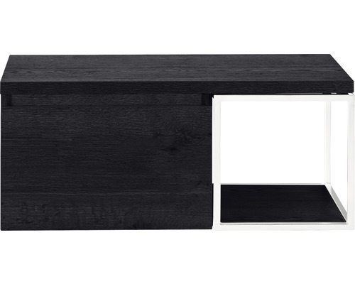 Waschbeckenunterschrank Sanox Frozen 43,6x100,2x45 cm mit Waschtischplatte und Metallgestell black oak/weiß