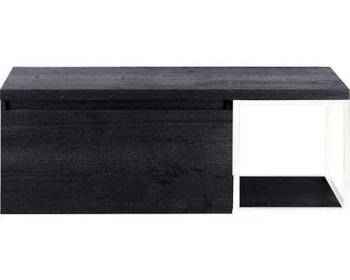 Waschbeckenunterschrank Sanox Frozen 43,6x120,2x45 cm mit Waschtischplatte und Metallgestell black oak/weiß Waschbeckenunterschrank Sanox Frozen 43,6x120,2x45 cm mit Waschtischplatte und Metallgestell black oak/weiß