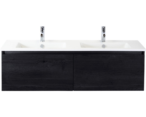 Waschbeckenunterschrank Sanox Frozen 42x141x46 cm mit Doppel-Keramikwaschbecken black oak Waschbeckenunterschrank Sanox Frozen 42x141x46 cm mit Doppel-Keramikwaschbecken black oak