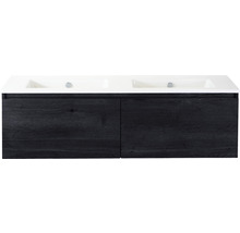 Waschbeckenunterschrank Sanox Frozen 42x141x46 cm mit Doppel-Keramikwaschbecken ohne Hahnloch black oak