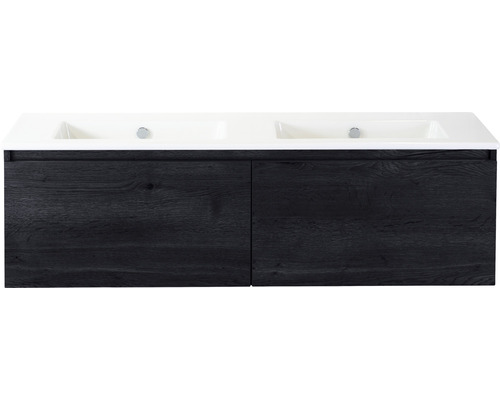 Waschbeckenunterschrank Sanox Frozen 42x141x46 cm mit Doppel-Keramikwaschbecken ohne Hahnloch black oak Waschbeckenunterschrank Sanox Frozen 42x141x46 cm mit Doppel-Keramikwaschbecken ohne Hahnloch black oak