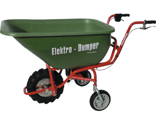 Akku-Schubkarre Elektrische Schubkarre PowerPac ED120 24 V inkl. Wanne 180 Liter Elektrische Schubkarre mit Mulde und drei Rädern