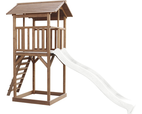 Spielturm aus Holz mit Rutsche für den Garten
