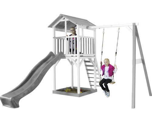 Spielturm mit Rutsche, Schaukel und Sandkasten für Kinder