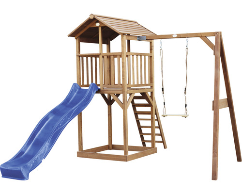 Spielturm axi Beach Tower mit Einzelschaukel Holz Blau braun