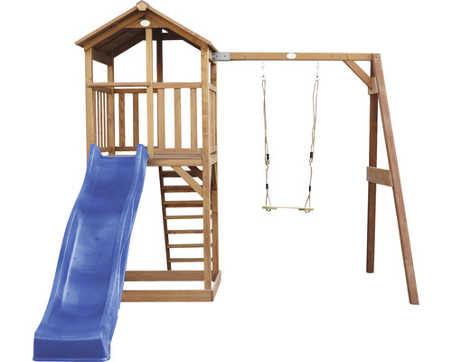 Spielturm mit Rutsche und Schaukel für den Garten