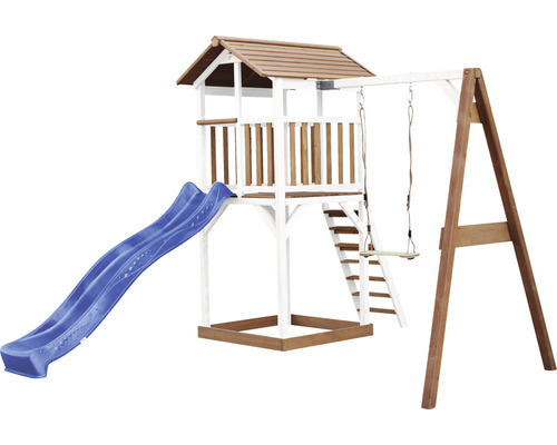 Spielturm mit Rutsche und Schaukel für den Garten