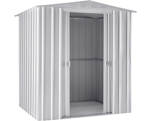 Metall Gerätehaus mit geöffneter Tür