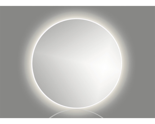 LED-Lichtspiegel Cordia ROUND LINE BACKLIGHT rund 60x60 cm mit Alurahmen weiß Runder Spiegel mit Beleuchtung