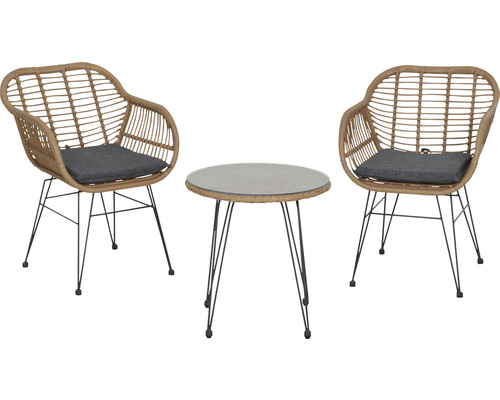 Balkonmöbel-Set Siena Garden Tiros 2 Sessel + Tisch anthrazit