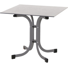 Quadratischer Tisch mit Metallgestell