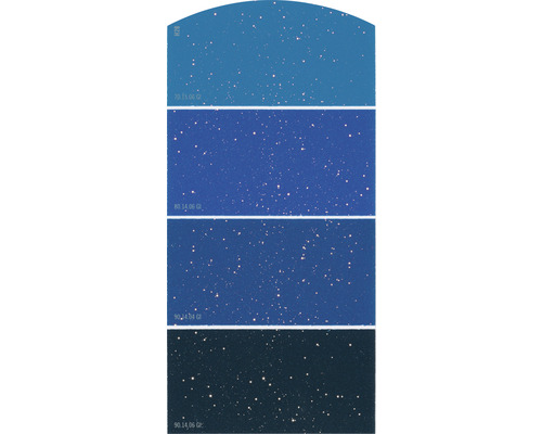 Farbmusterkarte Farbtonkarte H28 Glitzer Effekt Intensive Farbwelt blau 21x10 cm Muster von vier verschiedenen Farbvarianten mit Sternenmuster