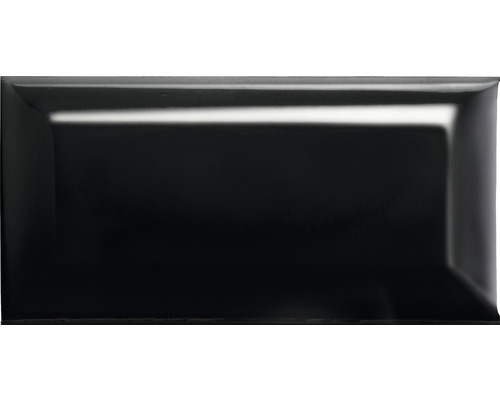 Steinzeug Wandfliese Metro 7,5x15 cm schwarz glänzend Schwarze Keramikfliese im rechteckigen Format