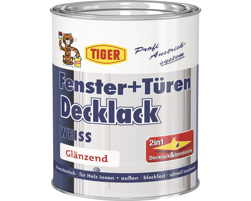 Weißer, glänzender Fensterlack und Türenlack in Dose