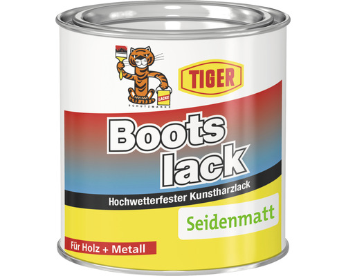 Tiger Bootslack seidenmatt RAL 9005 tiefschwarz 375 ml Bootslack Kunstharzlack seidenmatt für Holz und Metall