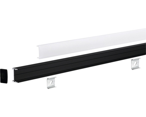 LED Profil mit Abdeckung, Endkappe und Montageklammern