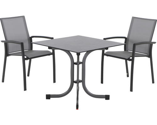 Dining-Set Siena Garden Velia SET 3-teilig Sola 80 x 80 2 x Sessel anthrazit, 80 x 80 cm, HPL Dining-Set Siena Garden Velia SET 3-teilig Sola 80 x 80 2 x Sessel anthrazit, 80 x 80 cm, HPL