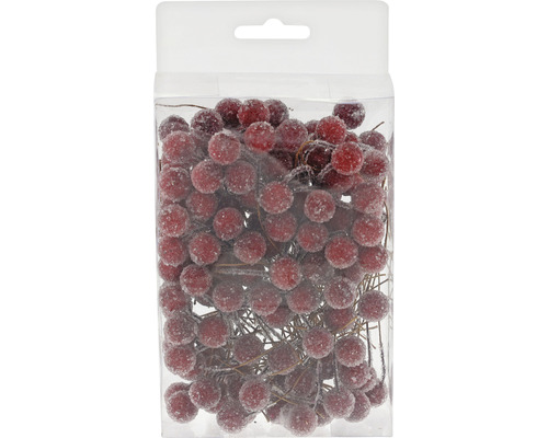 Beeren am Draht 1,2 cm, rot geeist 150 Stk.