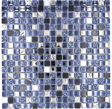 Mosaikfliese mit quadratischen Glas- und Stein-Elementen