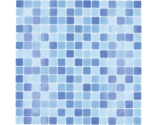 Glasmosaik GM A 339P 32,7x30,5 cm für Poolbau blau Mosaikfliese mit quadratischen Elementen