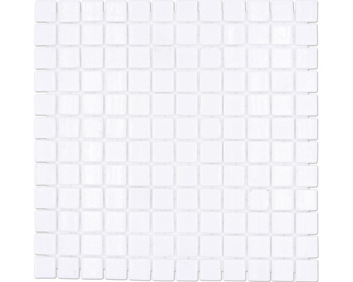 Glasmosaik VP100PAT 31,6x31,6 cm für Poolbau weiß matt Mosaikfliese mit quadratischen Elementen